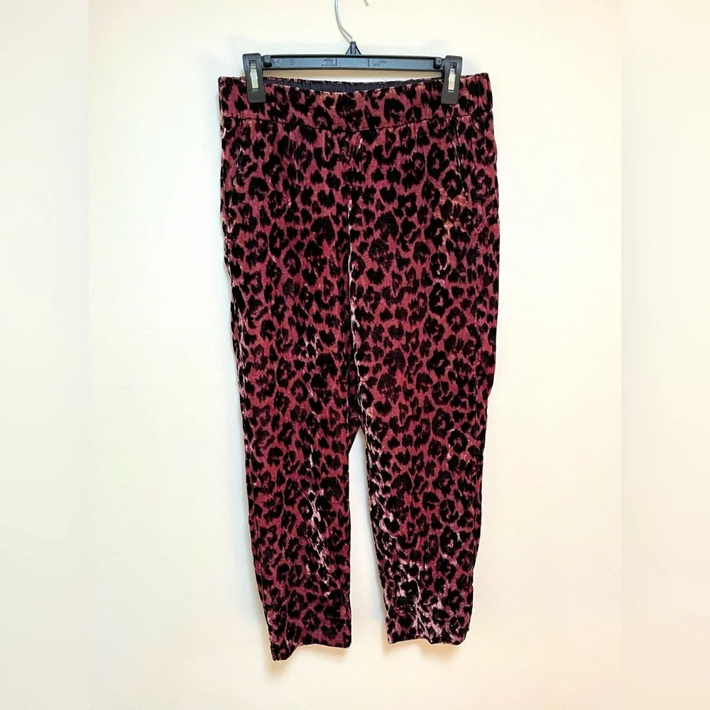 J.Crew Pink Leopard Velvet Pants size 4